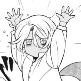 panel of Noé from Vanitas no Carte with bags under his eyes and his arms spread wide open in a pose